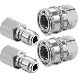2 Sets NPT 3/8 Inch Stainless Steel Male & Female Quick Connector Kit Pressure